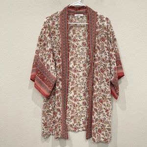 Orchid Kimono Top Women's M Open Front Floral Boho Semi Sheer Light Weight